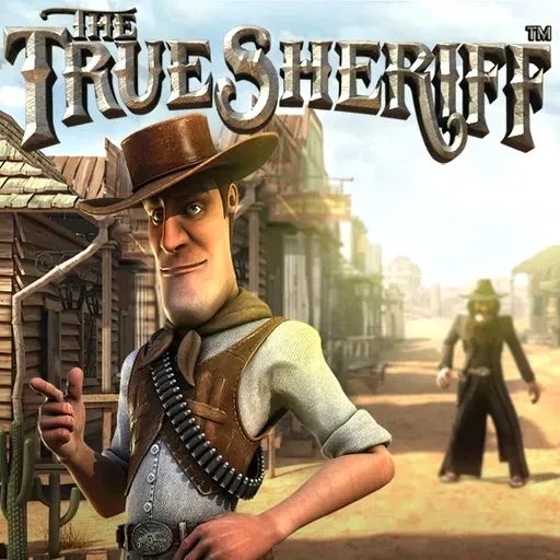The True Sheriff slot with cowboy in Wild West setting